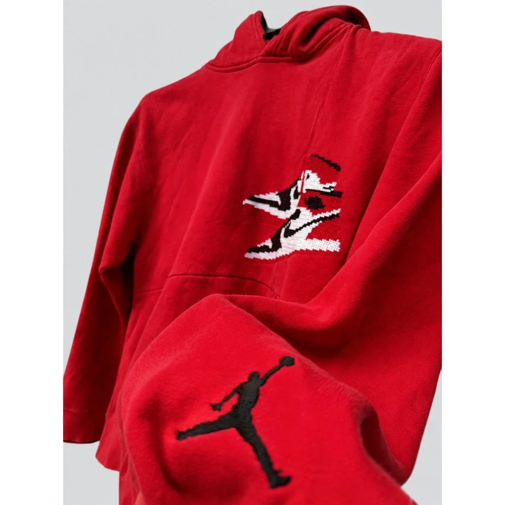 Jordan Mens Red Air Jordan‎ 1 Sneaker Graphic Hoodie Jumpman Logo Small